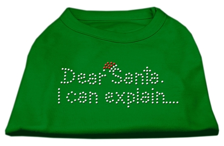 Dear Santa I Can Explain Rhinestone Shirts Emerald Green XS